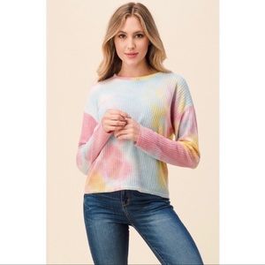 🍭Cotton Candy • Brushed Waffle Knit • Tie Dye • Plush Long Sleeve Top